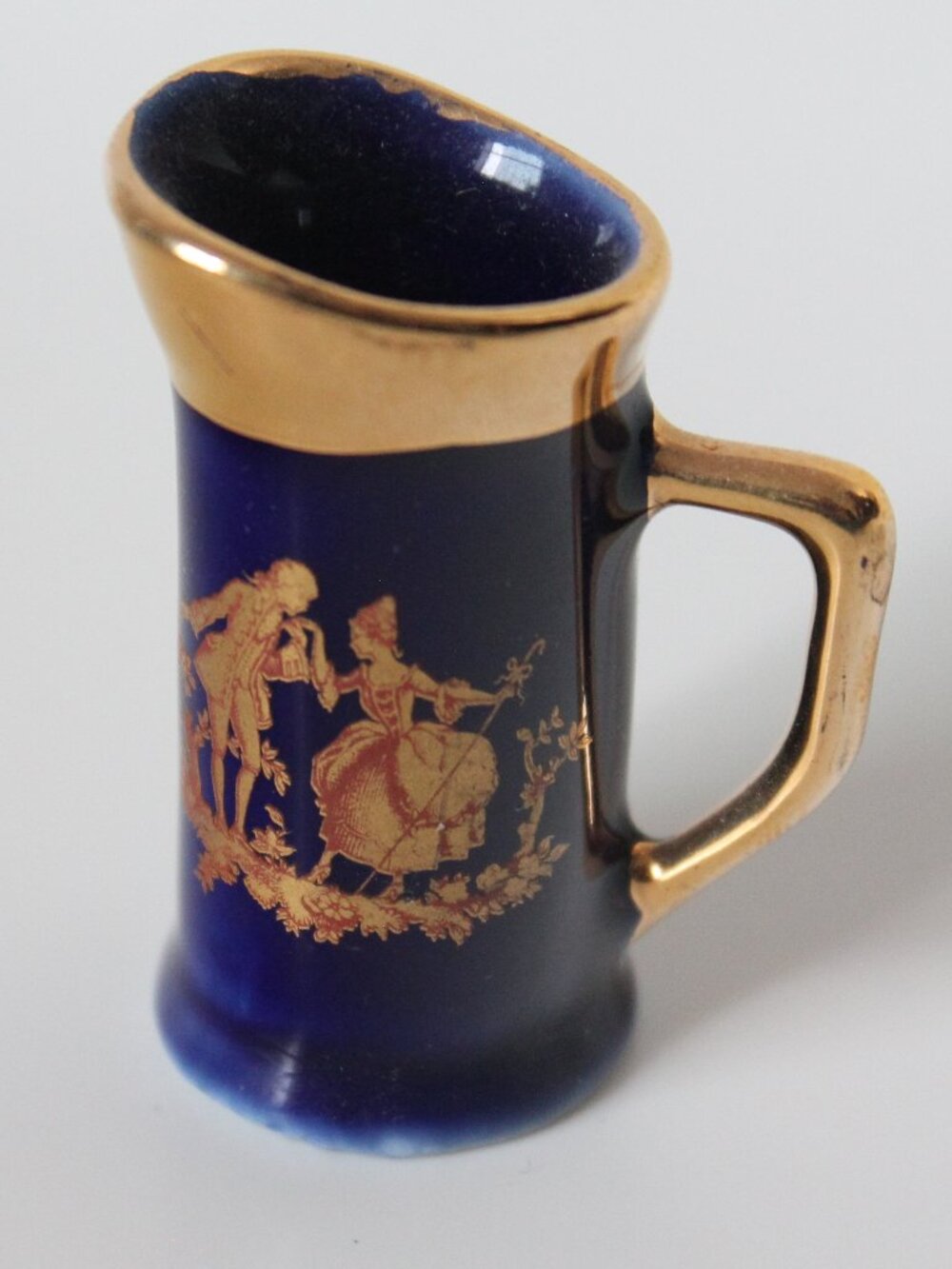 Miniature Cobalt Blue Cylindrical Jug with Gilt Decoration (Limoges, France)